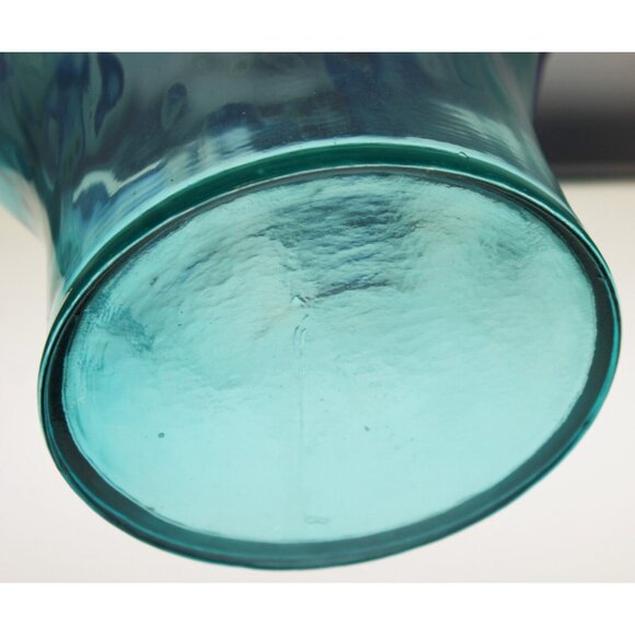 MC Handkerchief Ombre Blue Glass Vase Ruffle Wave Beach Summer Wide Bowl Ocean - Picture 9 of 11